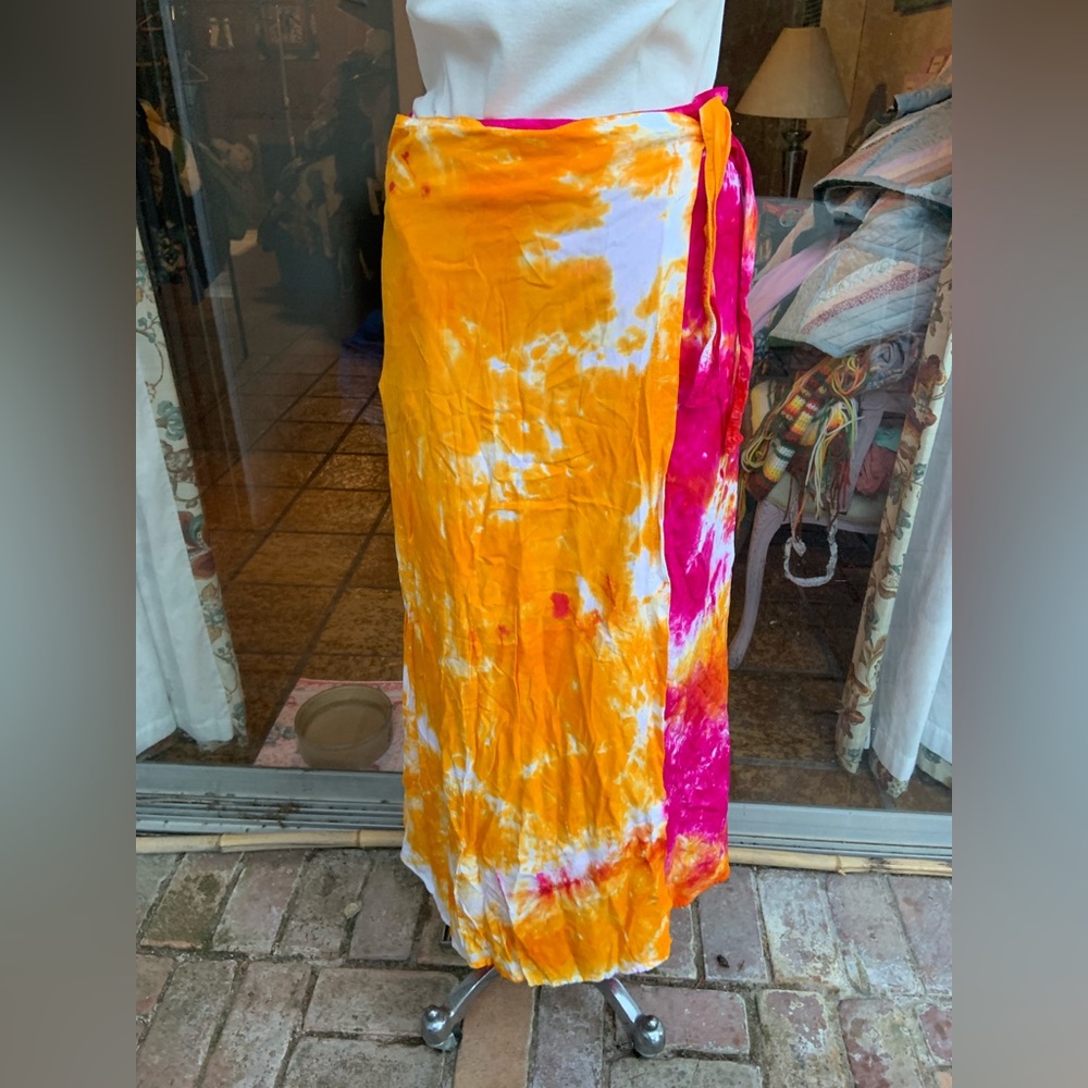 Dharma trading co rayon tie dye wrap maxi skirt size medium